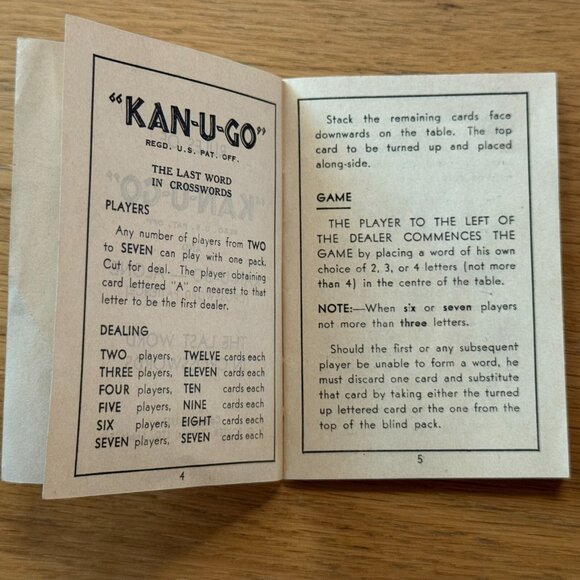 Vintage KAN-U-GO Crossword Card Game, Copyright 1937 - Picture 9 of 11
